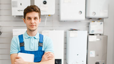 Water Heaters Behind a Plumber